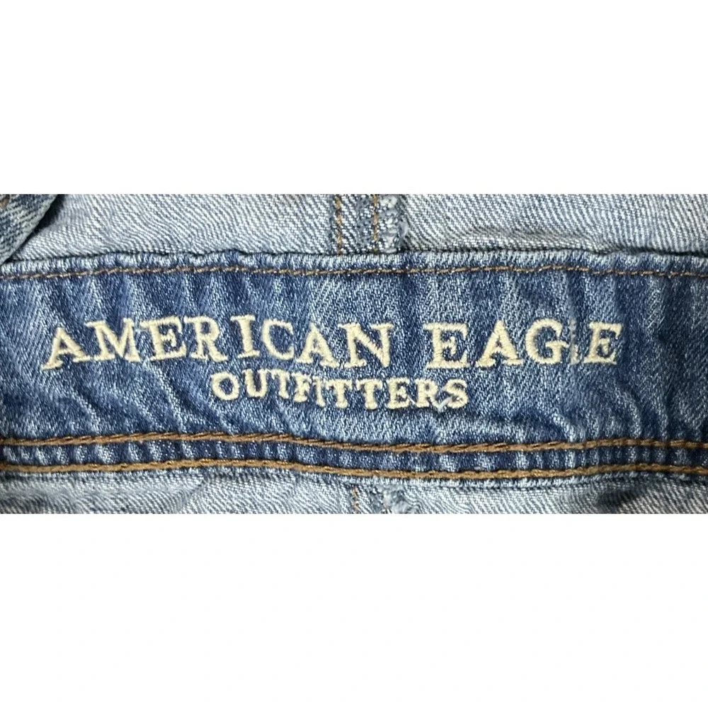 American‎ Eagle Women's Size XS Denim  Short Alls Overalls Distressed Raw Hem